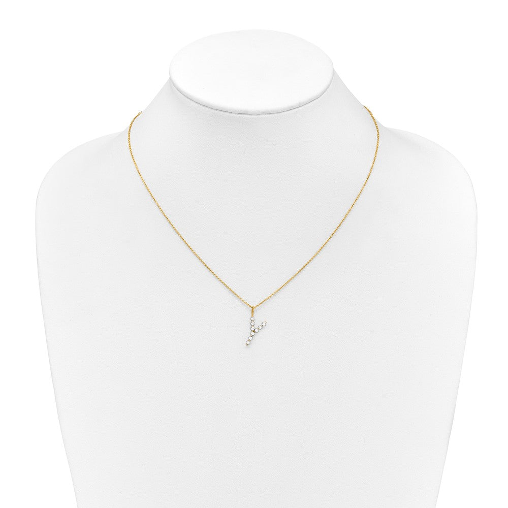 LGYN 14K Yellow Gold 1/3 carat Lab Grown Diamond VS+ F+ Complete Alphabet Y Pendant Necklace