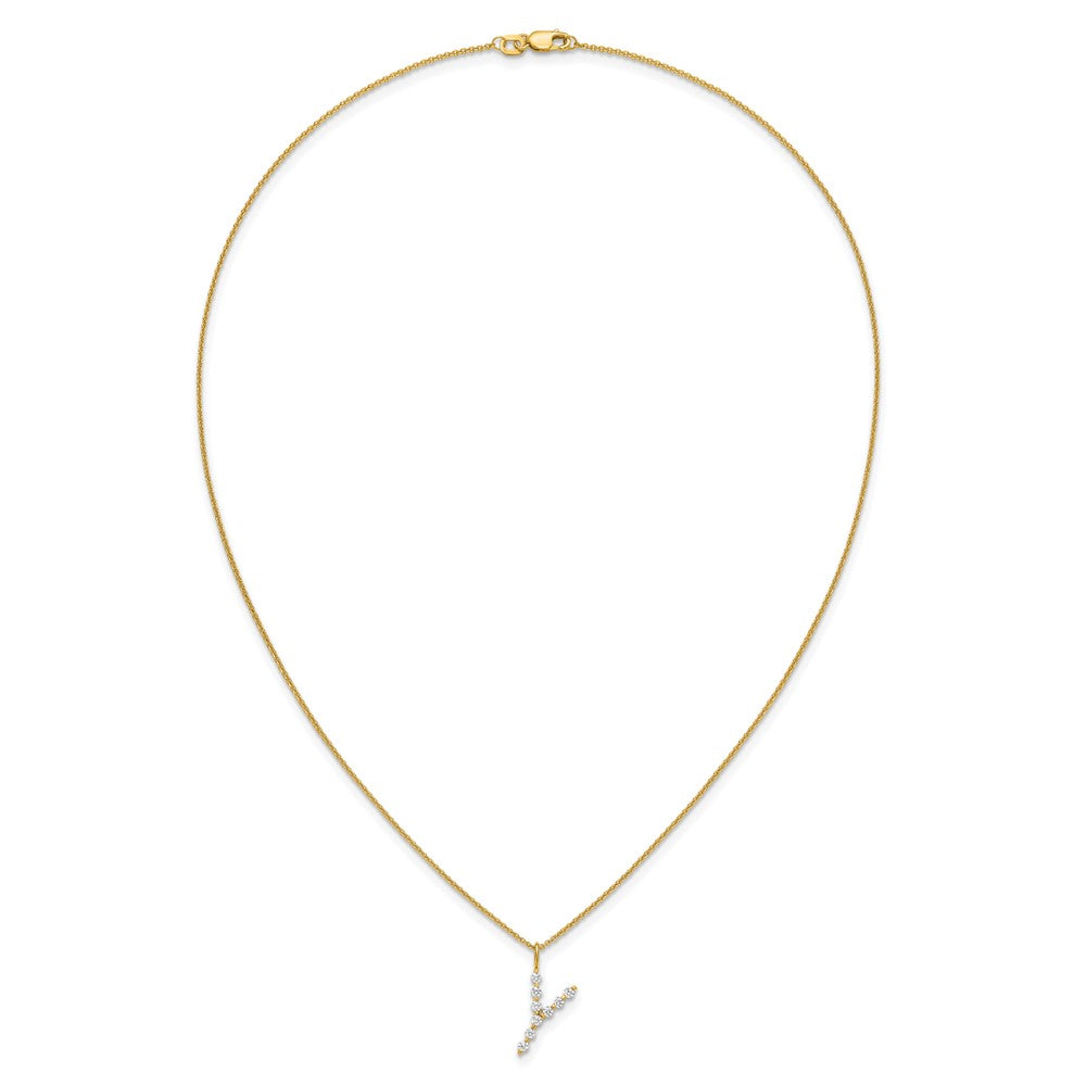 LGYN 14K Yellow Gold 1/3 carat Lab Grown Diamond VS+ F+ Complete Alphabet Y Pendant Necklace