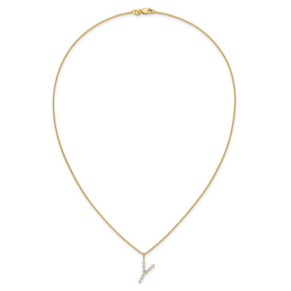 LGYN 14K Yellow Gold 1/3 carat Lab Grown Diamond VS+ F+ Complete Alphabet Y Pendant Necklace