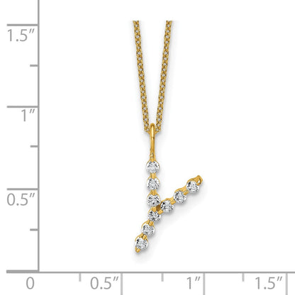 LGYN 14K Yellow Gold 1/3 carat Lab Grown Diamond VS+ F+ Complete Alphabet Y Pendant Necklace