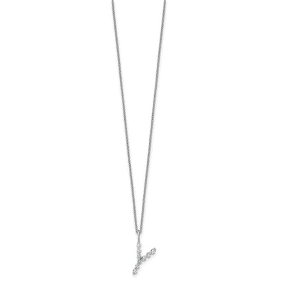 LGWN 14K White Gold 1/3 carat Lab Grown Diamond VS+ F+ Complete Alphabet Y Pendant Necklace
