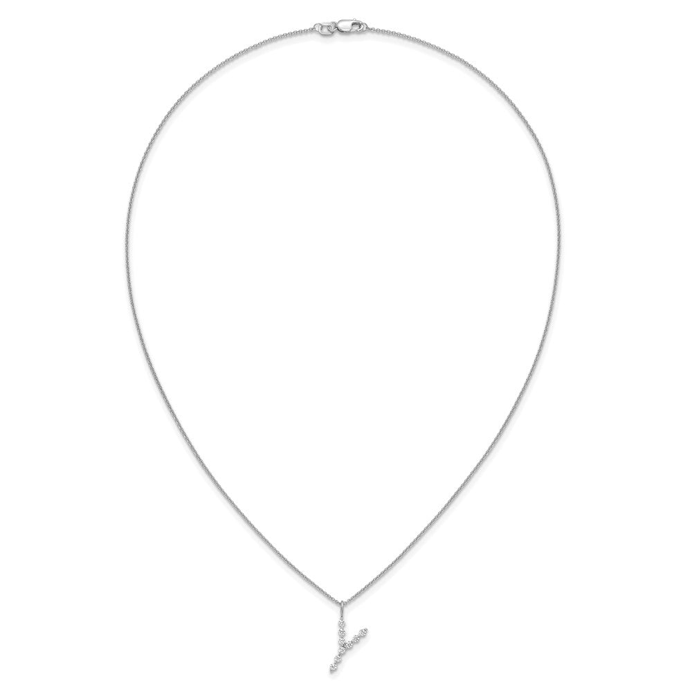 LGWN 14K White Gold 1/3 carat Lab Grown Diamond VS+ F+ Complete Alphabet Y Pendant Necklace