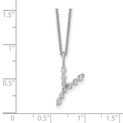 LGWN 14K White Gold 1/3 carat Lab Grown Diamond VS+ F+ Complete Alphabet Y Pendant Necklace