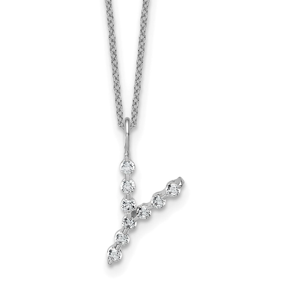 LGWN 14K White Gold 1/3 carat Lab Grown Diamond VS+ F+ Complete Alphabet Y Pendant Necklace
