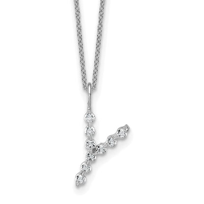 LGWN 14K White Gold 1/3 carat Lab Grown Diamond VS+ F+ Complete Alphabet Y Pendant Necklace