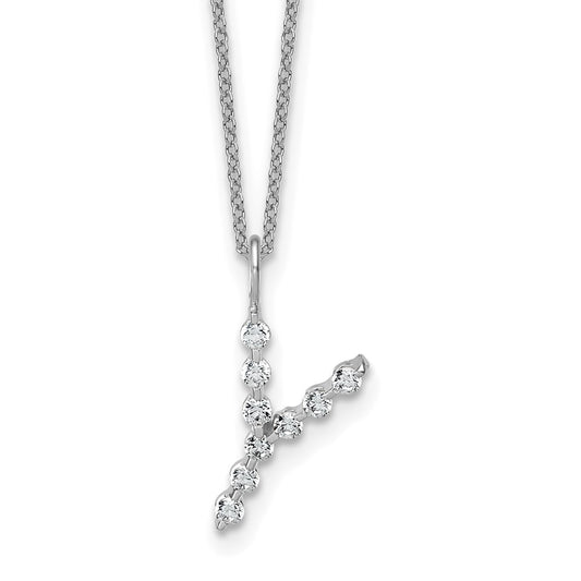 LGWN 14K White Gold 1/3 carat Lab Grown Diamond VS+ F+ Complete Alphabet Y Pendant Necklace