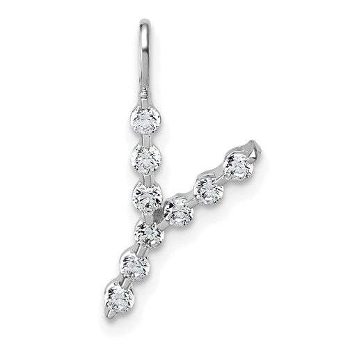 LGWP 14K White Gold 1/3 carat Lab Grown Diamond VS+ F+ Complete Alphabet Y Pendant
