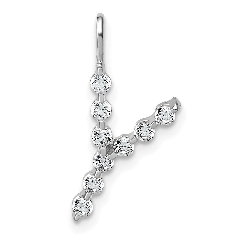 LGWP 14K White Gold 1/3 carat Lab Grown Diamond VS+ F+ Complete Alphabet Y Pendant