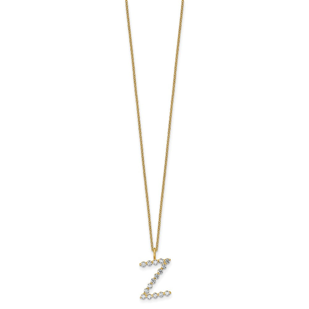 LGYN 14K Yellow Gold 1/2 carat Lab Grown Diamond VS+ F+ Complete Alphabet Z Pendant Necklace