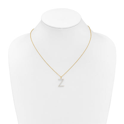 LGYN 14K Yellow Gold 1/2 carat Lab Grown Diamond VS+ F+ Complete Alphabet Z Pendant Necklace