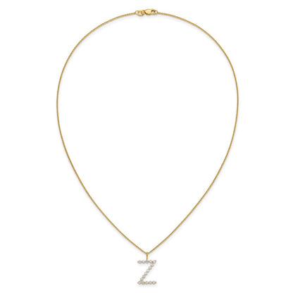 LGYN 14K Yellow Gold 1/2 carat Lab Grown Diamond VS+ F+ Complete Alphabet Z Pendant Necklace