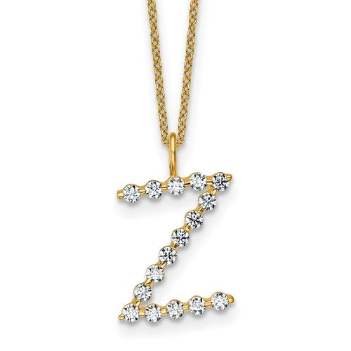 LGYN 14K Yellow Gold 1/2 carat Lab Grown Diamond VS+ F+ Complete Alphabet Z Pendant Necklace