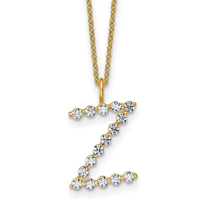 LGYN 14K Yellow Gold 1/2 carat Lab Grown Diamond VS+ F+ Complete Alphabet Z Pendant Necklace