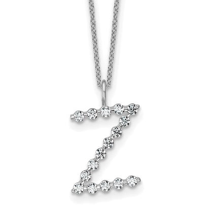 LGWN 14K White Gold 1/2 carat Lab Grown Diamond VS+ F+ Complete Alphabet Z Pendant Necklace