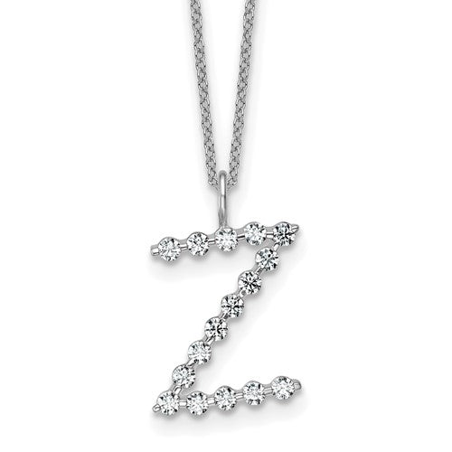 LGWN 14K White Gold 1/2 carat Lab Grown Diamond VS+ F+ Complete Alphabet Z Pendant Necklace