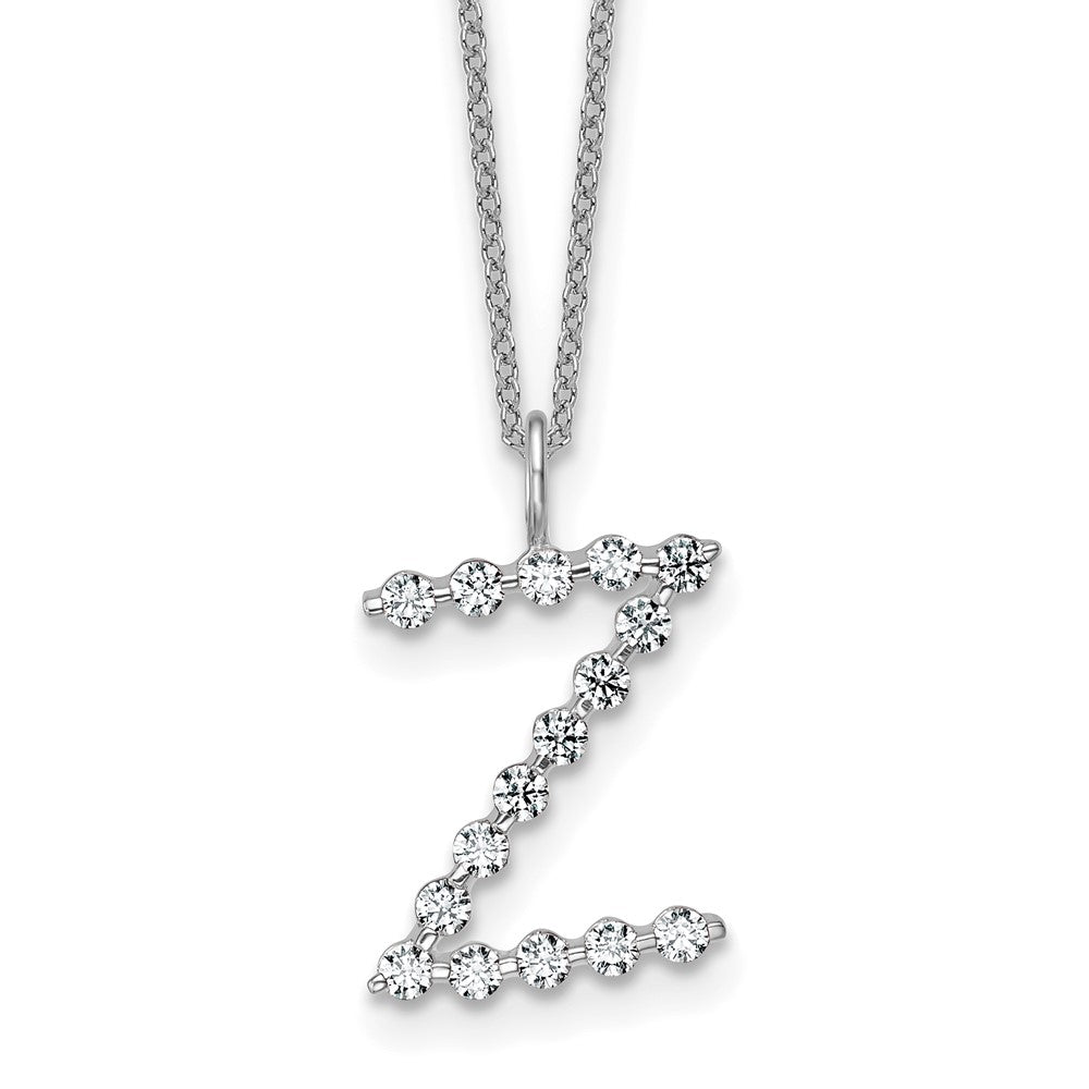 LGWN 14K White Gold 1/2 carat Lab Grown Diamond VS+ F+ Complete Alphabet Z Pendant Necklace