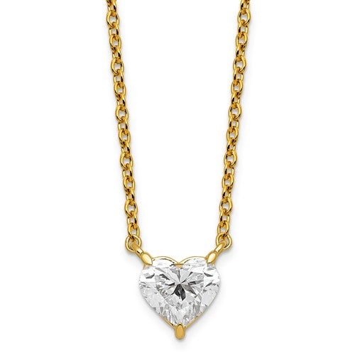 LGGN 14ky Heart Certified Lab Grown VS/SI+ G+ Complete Diamond Pendant with Chai