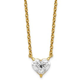 LGGN 14ky Heart Certified Lab Grown VS/SI+ G+ Complete Diamond Pendant with Chai