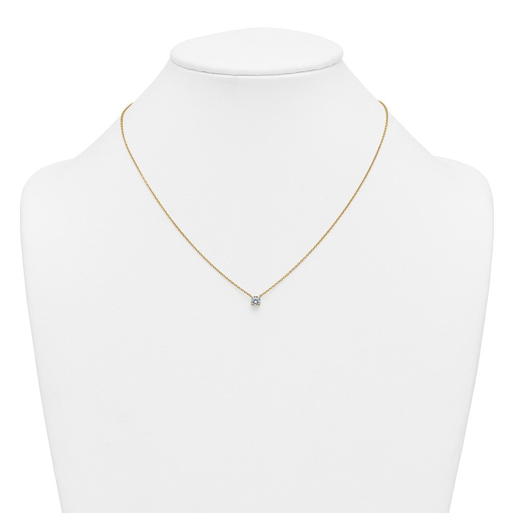 LGGN 14k 1/2 carat Lab Grown Diamond VS+ F+ Round Complete Four Prong 18 inch Solitaire Necklace
