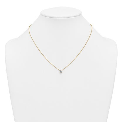 LGGN 14k 1/2 carat Lab Grown Diamond VS+ F+ Round Complete Four Prong 18 inch Solitaire Necklace