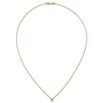 LGGN 14k 1/2 carat Lab Grown Diamond VS+ F+ Round Complete Four Prong 18 inch Solitaire Necklace
