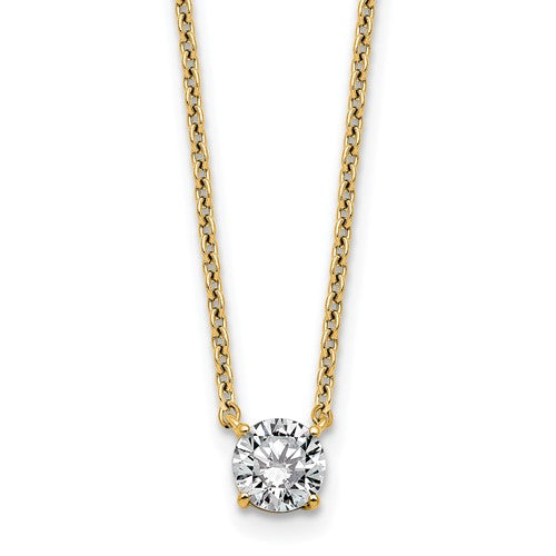 LGGN 14k 1/2 carat Lab Grown Diamond VS+ F+ Round Complete Four Prong 18 inch Solitaire Necklace