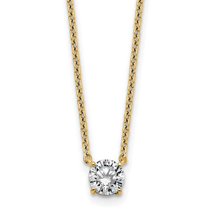 LGGN 14k 1/2 carat Lab Grown Diamond VS+ F+ Round Complete Four Prong 18 inch Solitaire Necklace