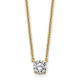 LGGN 14k 1/2 carat Lab Grown Diamond VS+ F+ Round Complete Four Prong 18 inch Solitaire Necklace