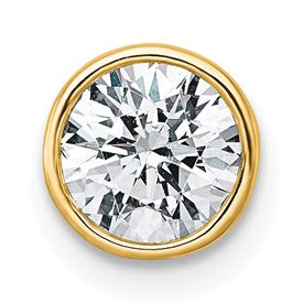 LGGP 14k 3/4 carat Lab Grown Diamond VS+ F+ Round Complete Bezel Set Chain Slide Pendant