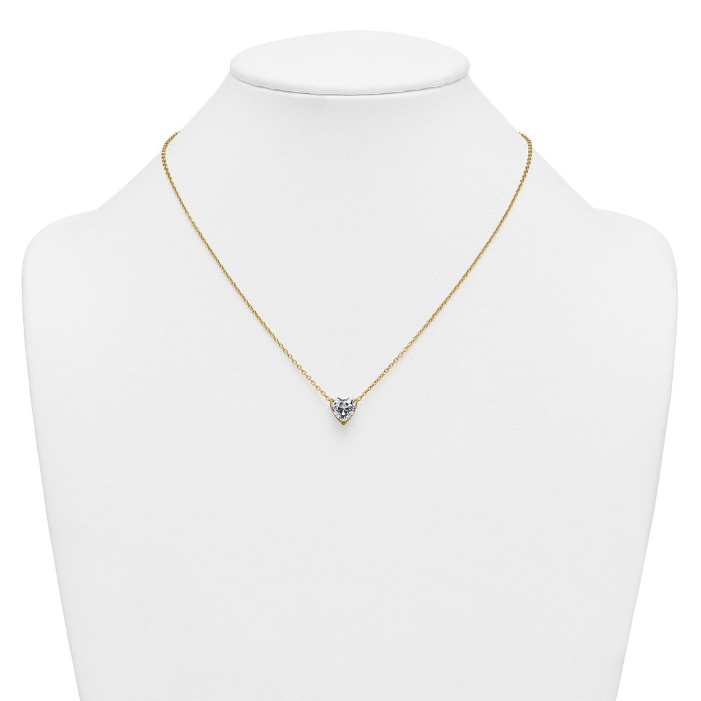 14k 2 1/2 carat Lab Grown Diamond VS+ F+ Heart Complete 18 inch Three Prong Pendant Necklace