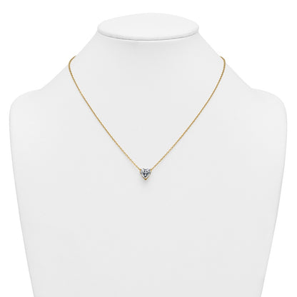 14k 2 1/2 carat Lab Grown Diamond VS+ F+ Heart Complete 18 inch Three Prong Pendant Necklace