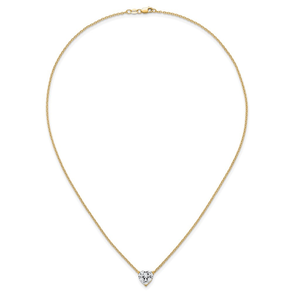 14k 2 1/2 carat Lab Grown Diamond VS+ F+ Heart Complete 18 inch Three Prong Pendant Necklace