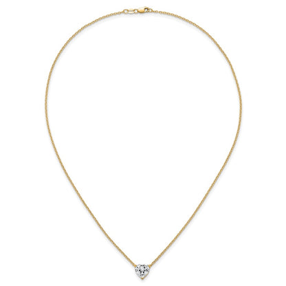 14k 2 1/2 carat Lab Grown Diamond VS+ F+ Heart Complete 18 inch Three Prong Pendant Necklace