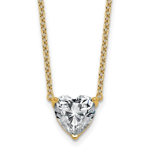 14k 2 1/2 carat Lab Grown Diamond VS+ F+ Heart Complete 18 inch Three Prong Pendant Necklace