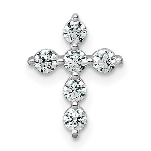 LGGC 14k White Gold 1/4 carat Lab Grown Diamond VS+ F+ Complete Cross Chain Slide Pendant