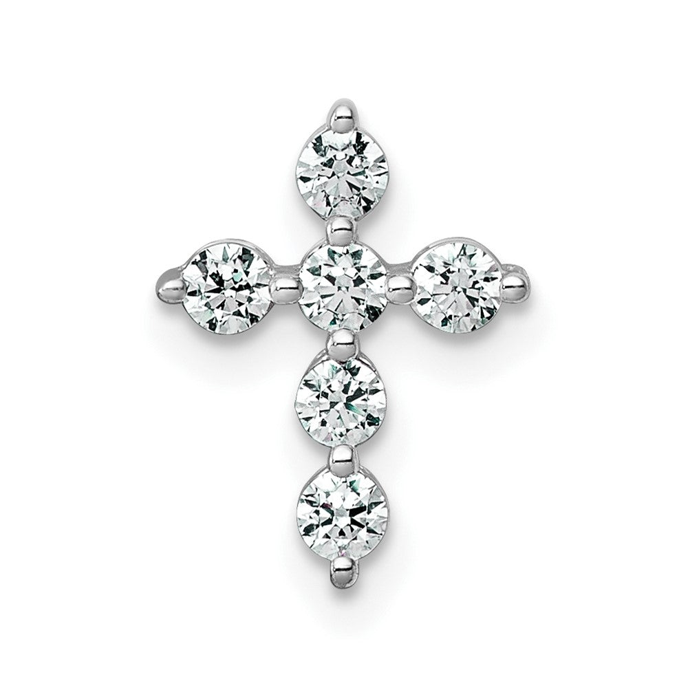 LGGC 14k White Gold 1/4 carat Lab Grown Diamond VS+ F+ Complete Cross Chain Slide Pendant