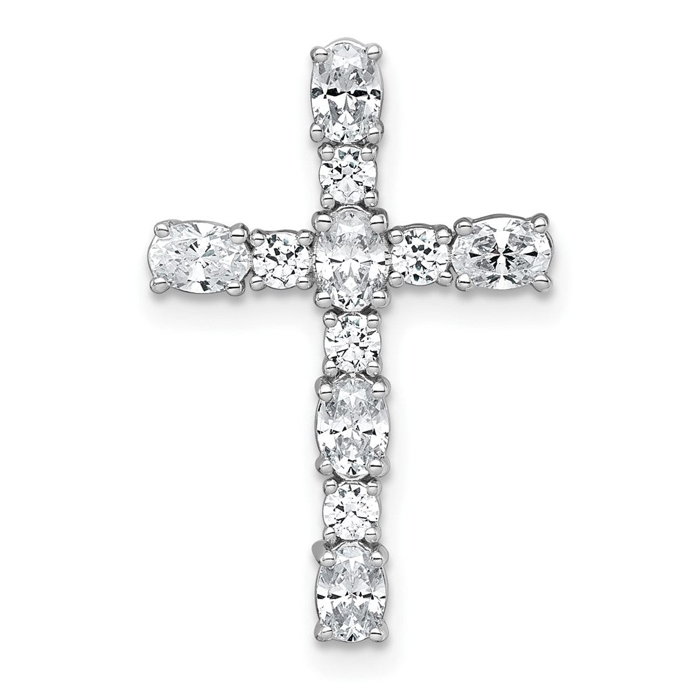 LGWP 14k White Gold 1 carat Lab Grown Diamond VS/SI+ G+ Complete 18 inch Cross Chain Slide Pendant Necklace