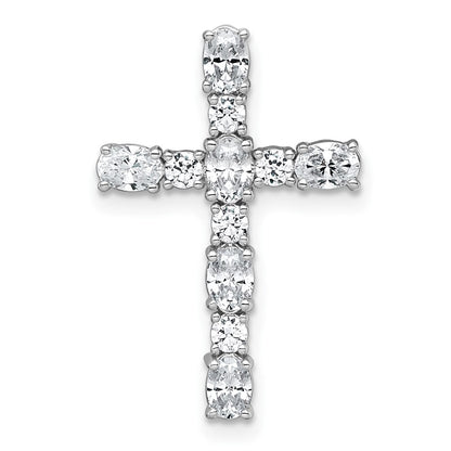 LGWP 14k White Gold 1 carat Lab Grown Diamond VS/SI+ G+ Complete 18 inch Cross Chain Slide Pendant Necklace