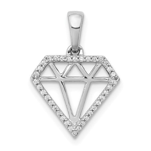 DGP 14k White Gold Diamond Gemstone-shape Pendant