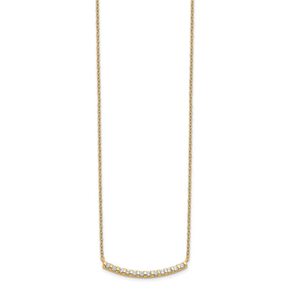 14k 1/4 carat Lab Grown Diamond VS/SI+ G+ Complete 18 inch Curved Bar Necklace