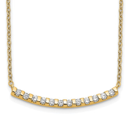 14k 1/4 carat Lab Grown Diamond VS/SI+ G+ Complete 18 inch Curved Bar Necklace