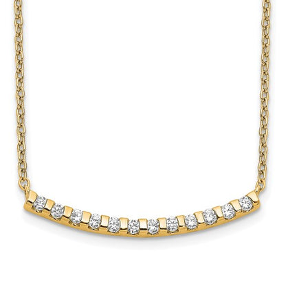 14k 1/4 carat Lab Grown Diamond VS/SI+ G+ Complete 18 inch Curved Bar Necklace