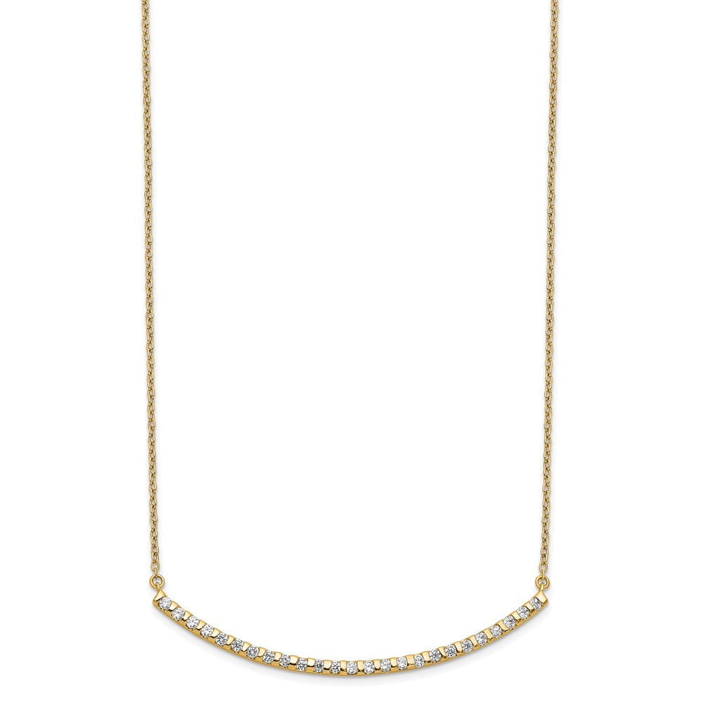 LGGN 14k 1/2 carat Lab Grown Diamond VS/SI+ G+ Complete 18 inch Curved Bar Necklace