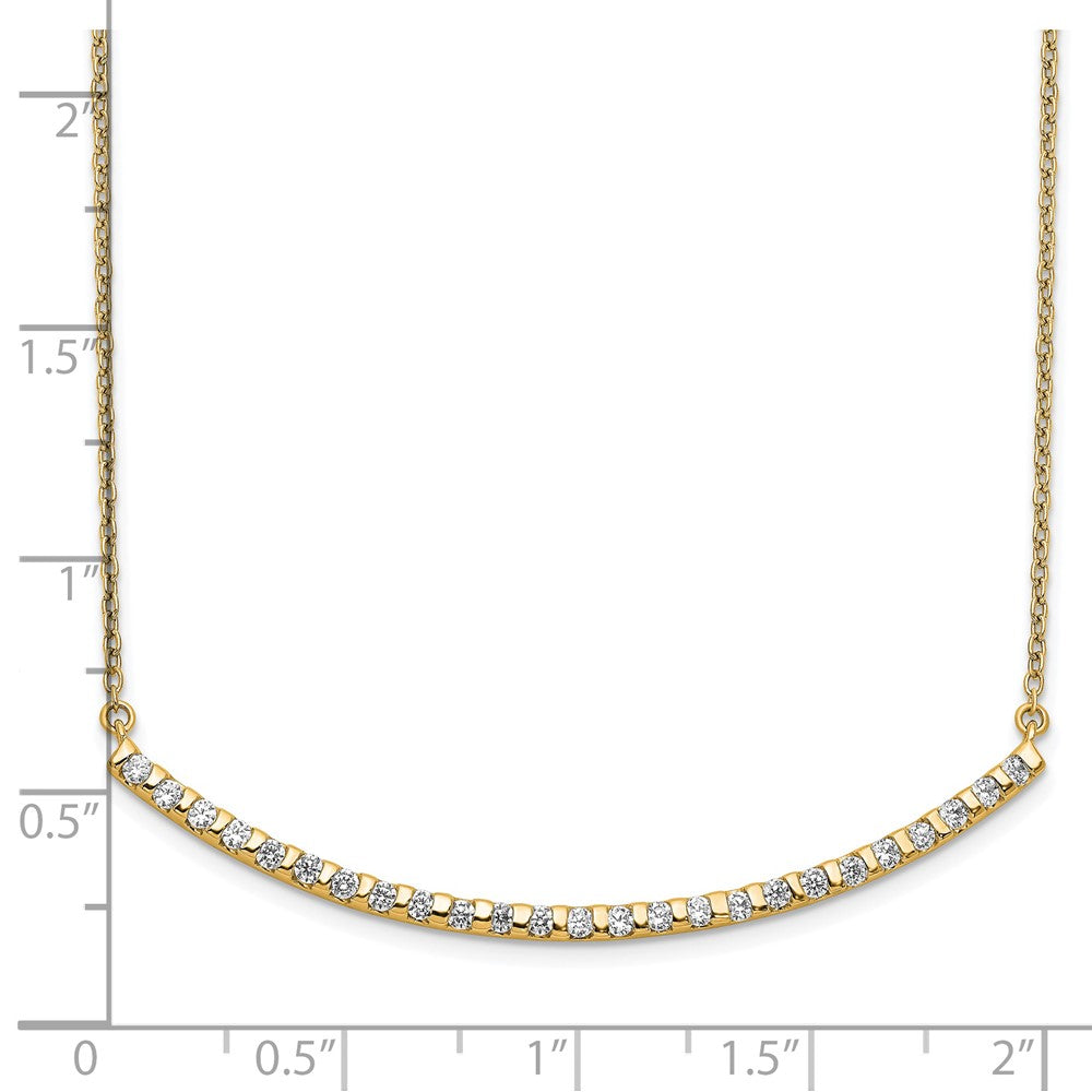 LGGN 14k 1/2 carat Lab Grown Diamond VS/SI+ G+ Complete 18 inch Curved Bar Necklace