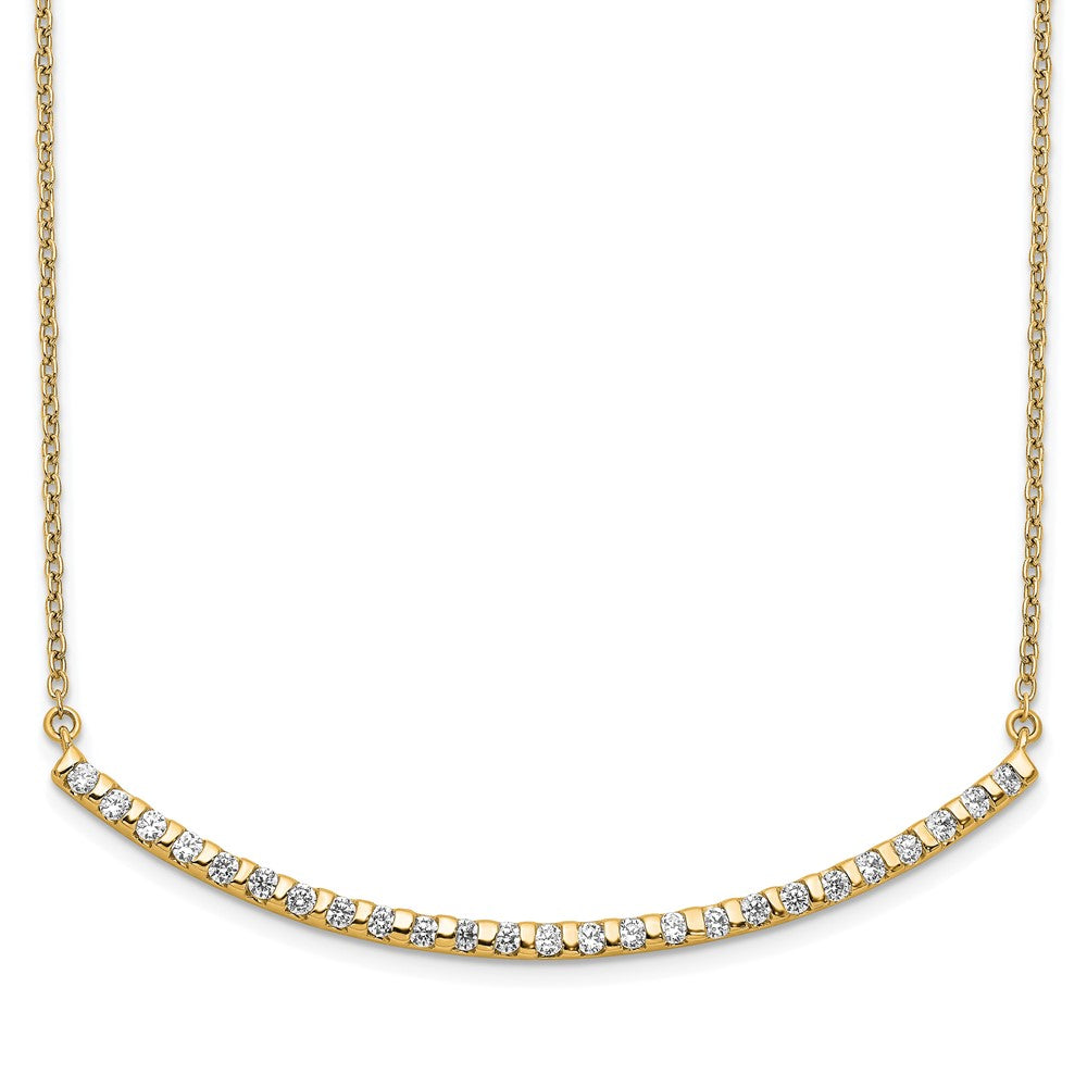 LGGN 14k 1/2 carat Lab Grown Diamond VS/SI+ G+ Complete 18 inch Curved Bar Necklace