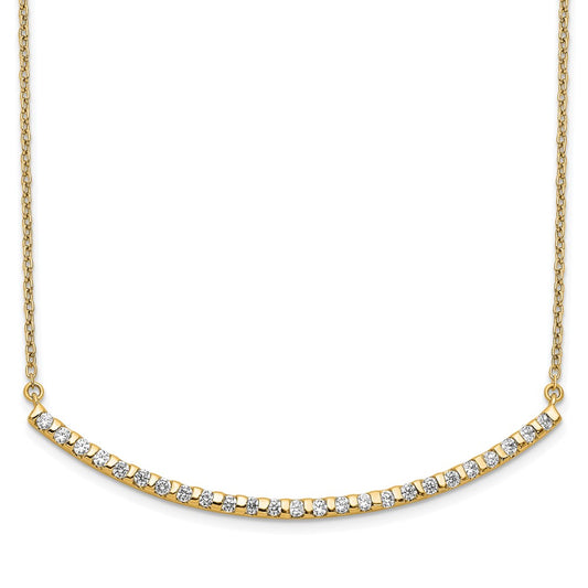 LGGN 14k 1/2 carat Lab Grown Diamond VS/SI+ G+ Complete 18 inch Curved Bar Necklace