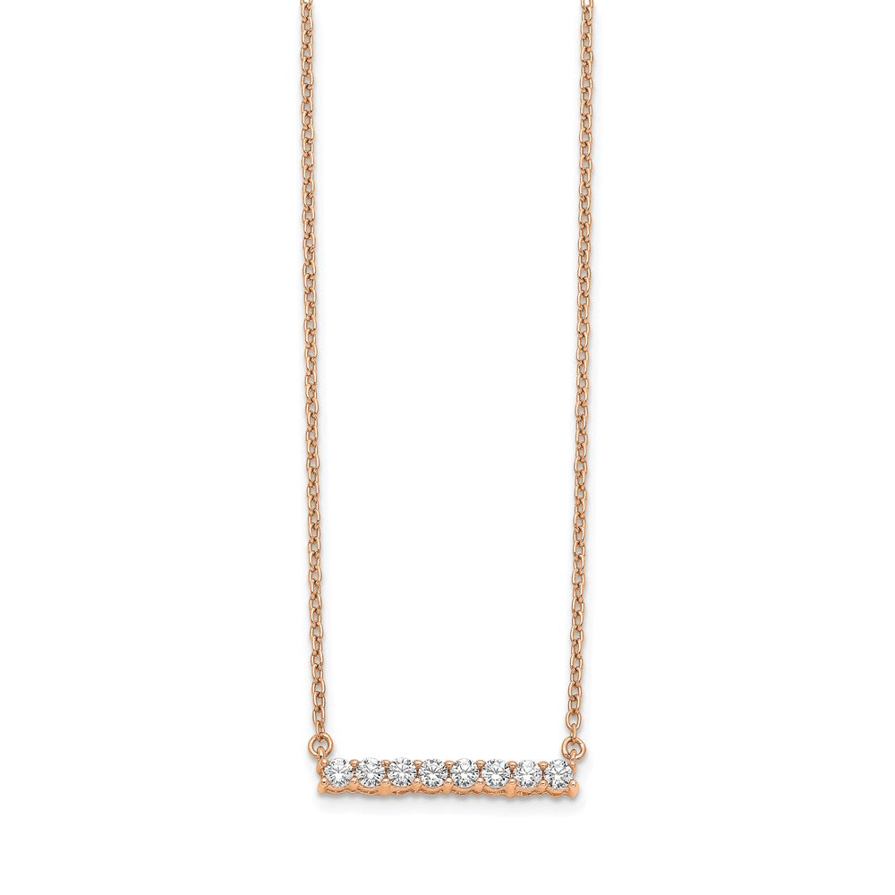 LGYG 14k Rose Gold 1/3 carat Lab Grown Diamond VS/SI+ G+ Complete 18 inch Bar Necklace