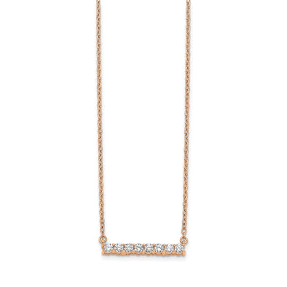 LGYG 14k Rose Gold 1/3 carat Lab Grown Diamond VS/SI+ G+ Complete 18 inch Bar Necklace
