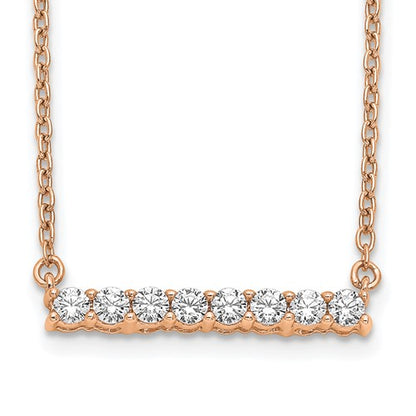 LGYG 14k Rose Gold 1/3 carat Lab Grown Diamond VS/SI+ G+ Complete 18 inch Bar Necklace