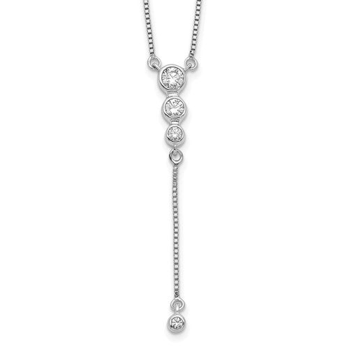 LGWN 14k White Gold 1/4 carat Lab Grown Diamond VS/SI+ G+ 17.5 inch Dangle Necklace